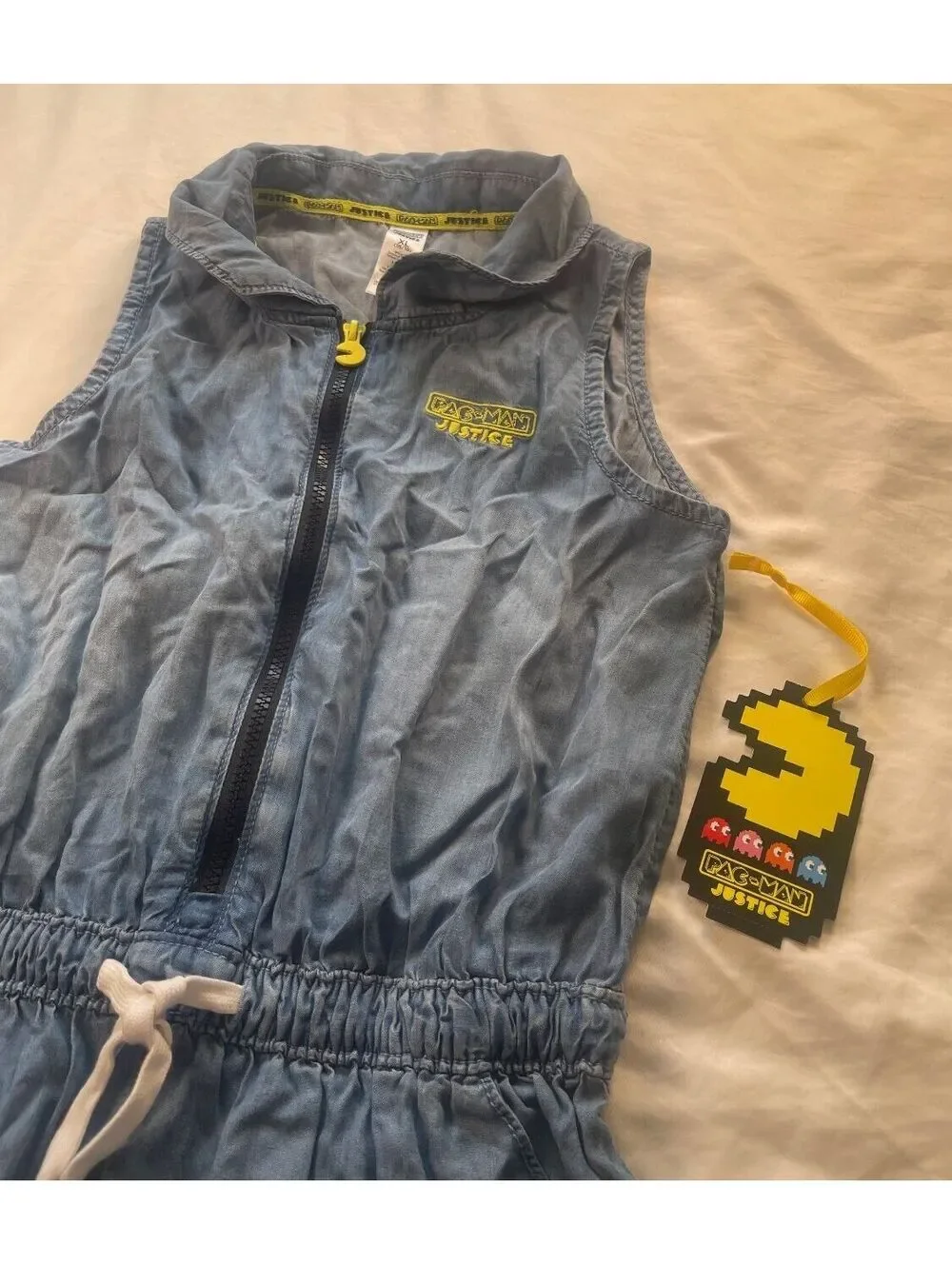 Justice XL Pacman Chambray Romper Blue Size Girls 16/18 NWT
